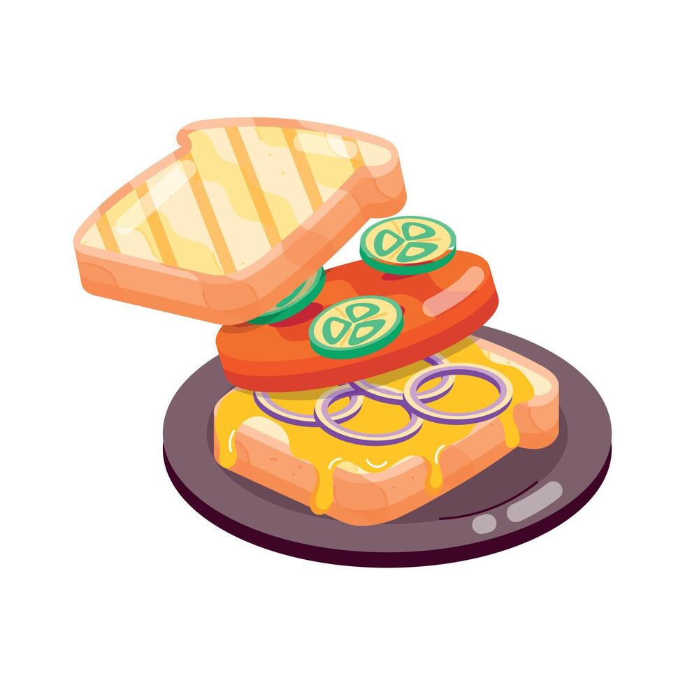 Flat Style Sandwiches Stickers vector