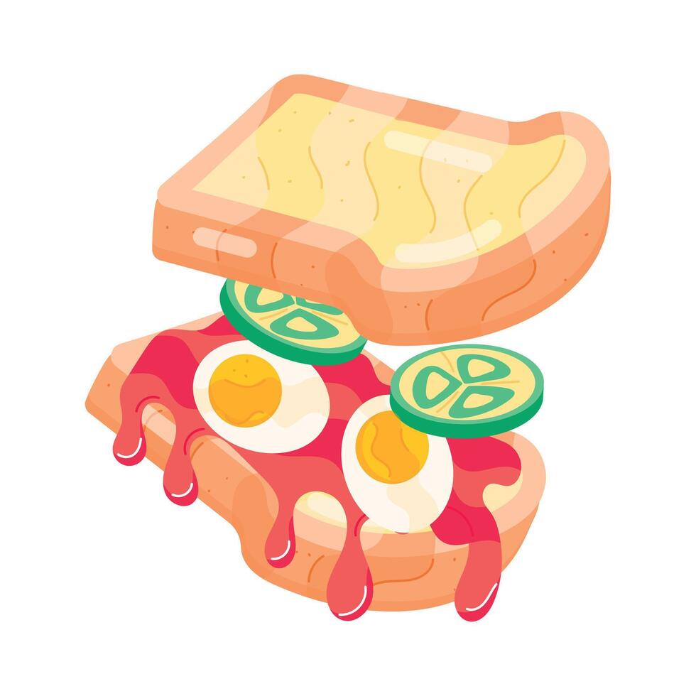 Flat Style Sandwiches Stickers vector