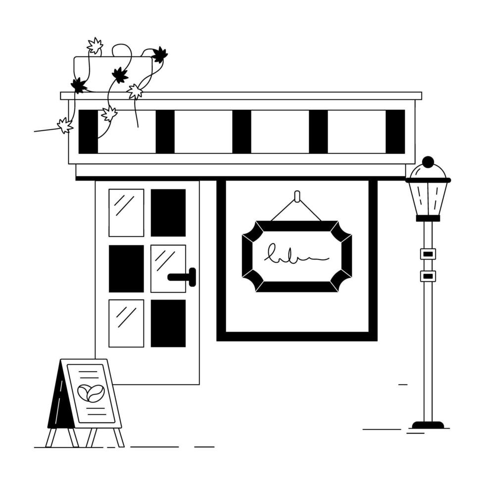 Street Cafe Linear Illustrations vector