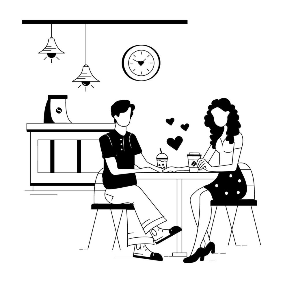 Street Cafe Linear Illustrations vector