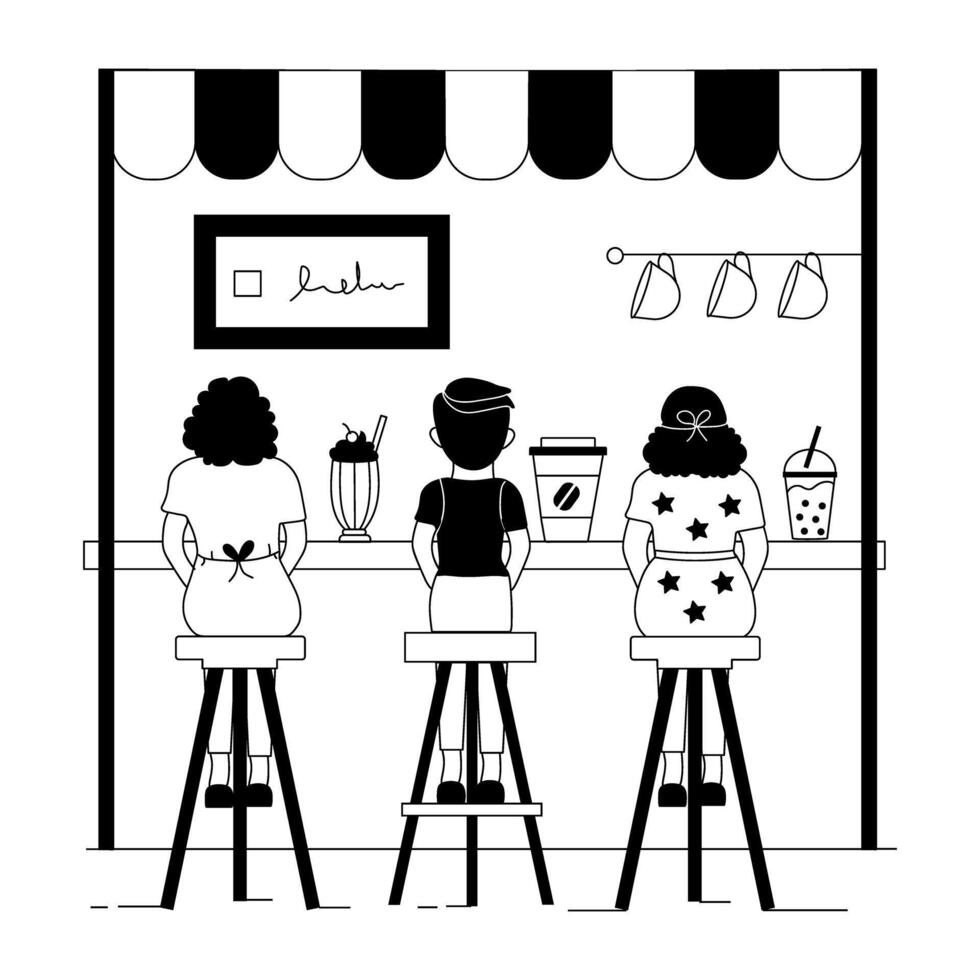 Coffee Culture Linear Illustrations vector