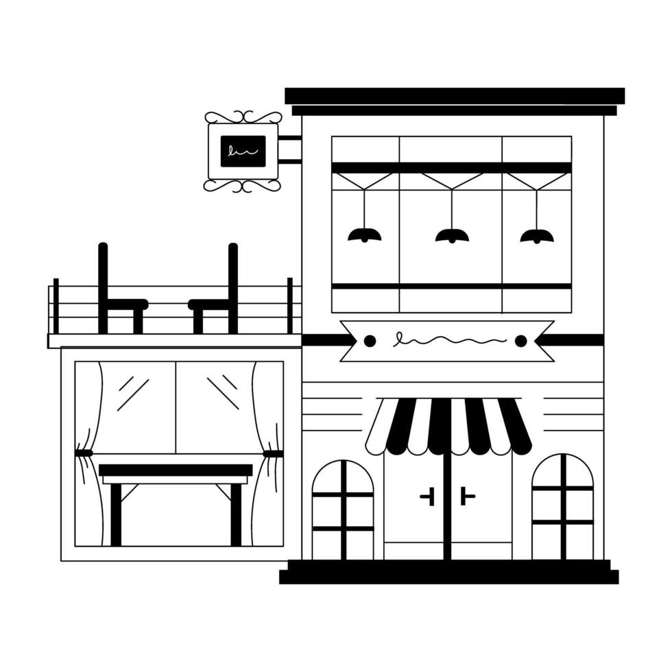 Street Cafe Linear Illustrations vector