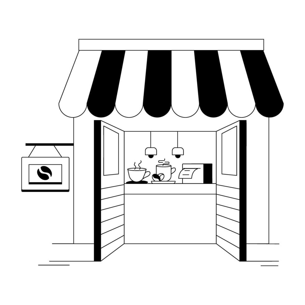 Street Cafe Linear Illustrations vector