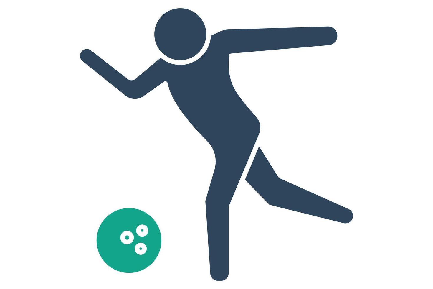 bowling icon, man playing bowling. icon related to sport, gym. solid icon style. element illustration. vector