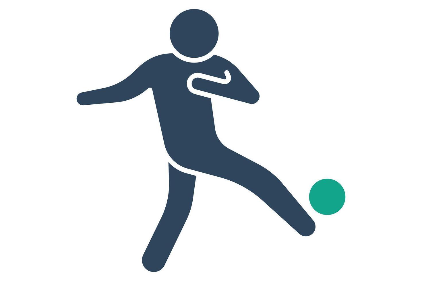 football player icon. people kick the ball. icon related to sport, gym. solid icon style. element illustration. vector