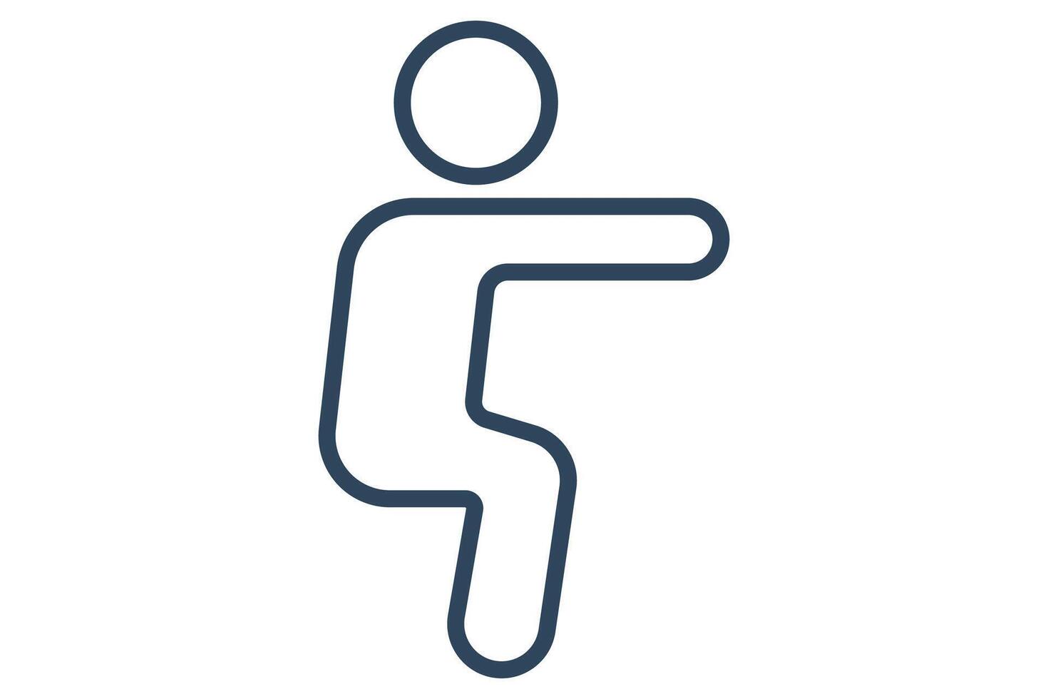 squatting icon. body movements in gymnastics. icon related to sport, gym. line icon style. element illustration. vector