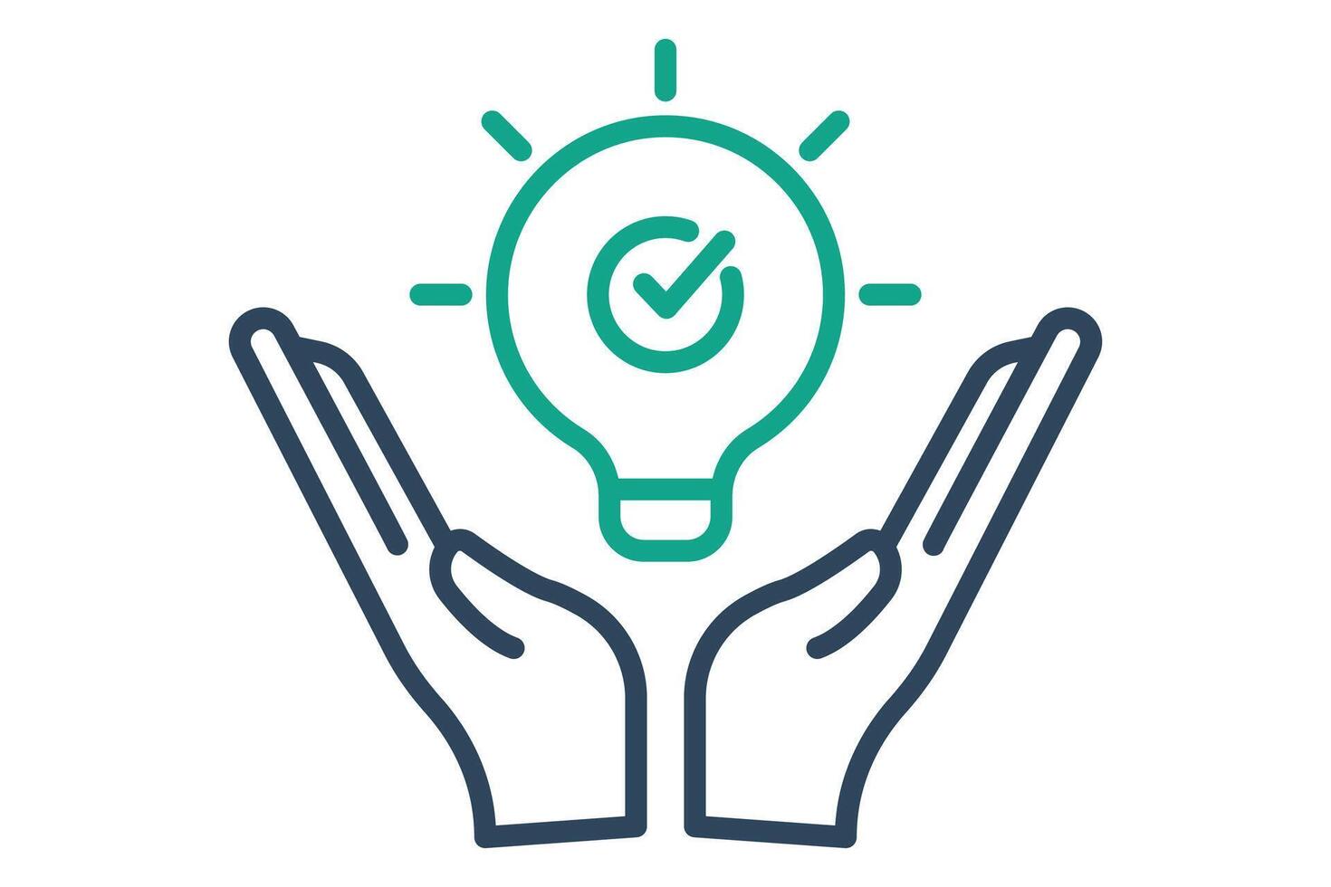 solution icon. hand with light bulb. icon related to action plan,  business. line icon style. business element illustration vector