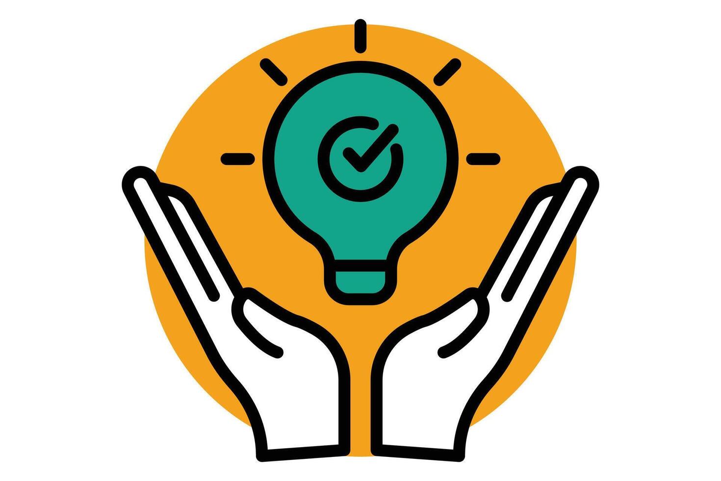 solution icon. hand with light bulb. icon related to action plan,  business. flat line icon style. business element illustration vector
