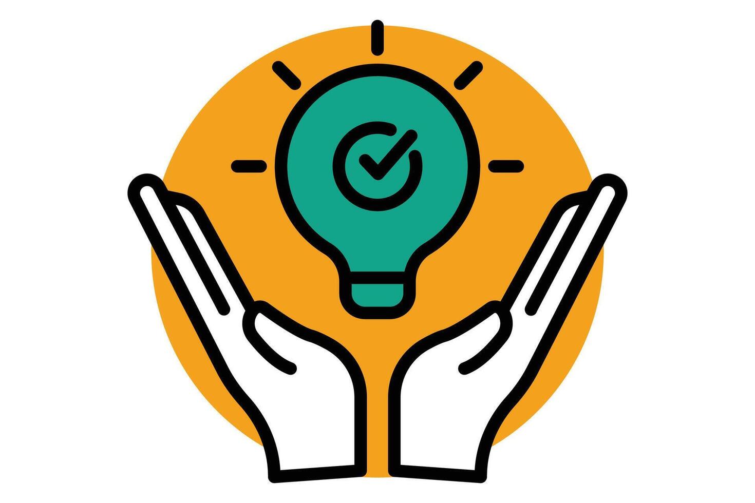 solution icon. hand with light bulb. icon related to action plan,  business. flat line icon style. business element illustration vector