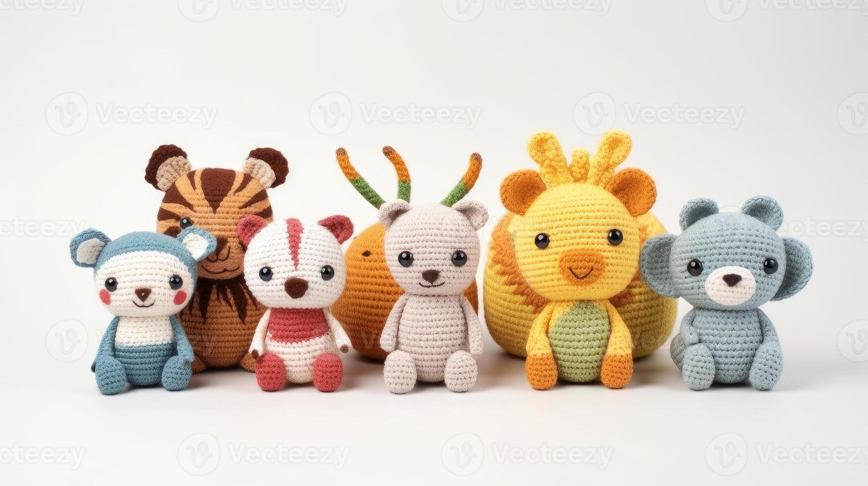 AI generated Crocheted baby toys in adorable animal shapes. Generative AI photo