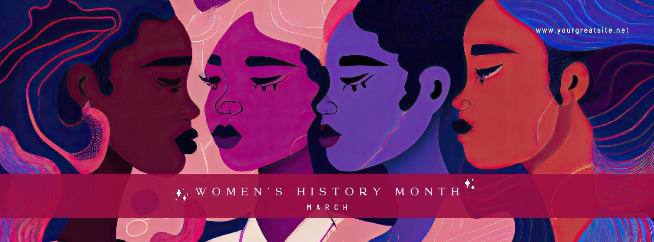 Colourful Doodle Illustration Women's History Month Facebook Cover template