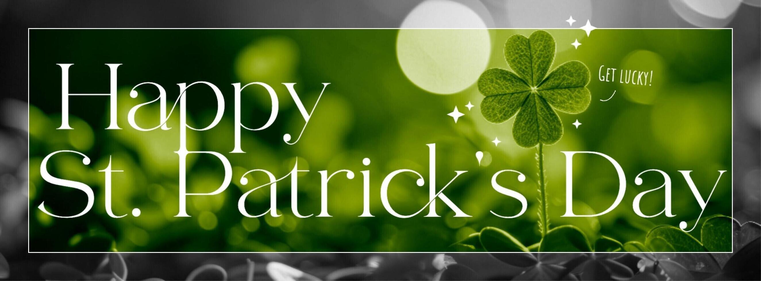 Happy St. Patrick's Day Greeting with Lucky Clover for Facebook Cover template