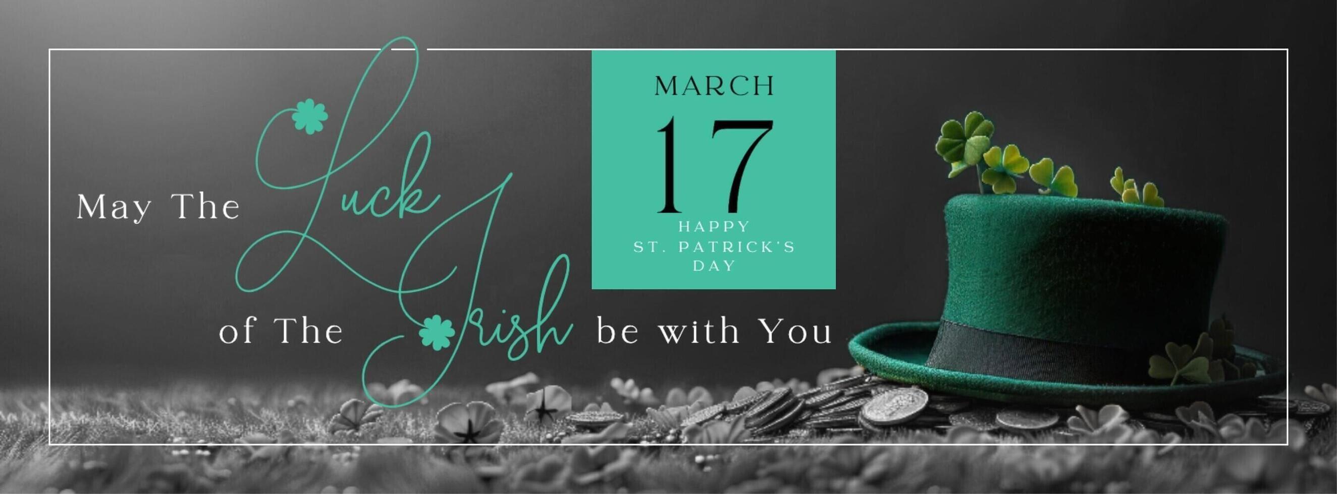 May The Luck Of The Irish Be With You Greeting with Leprechaun Hat for Facebook Cover template