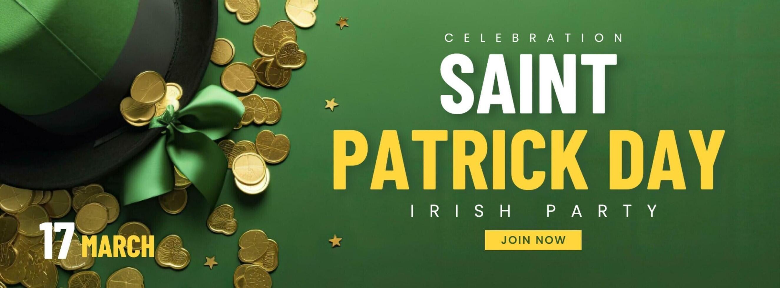 Green Minimalist St Patrick's Day Party Facebook Cover template