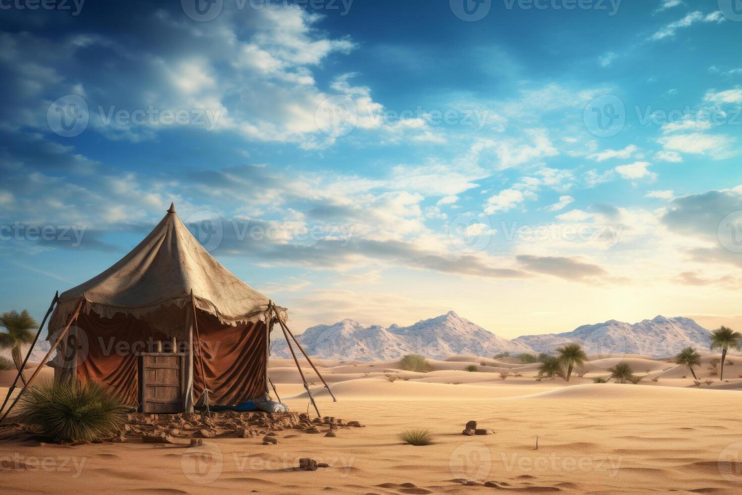 AI generated Desert oasis sky background. Generative AI photo