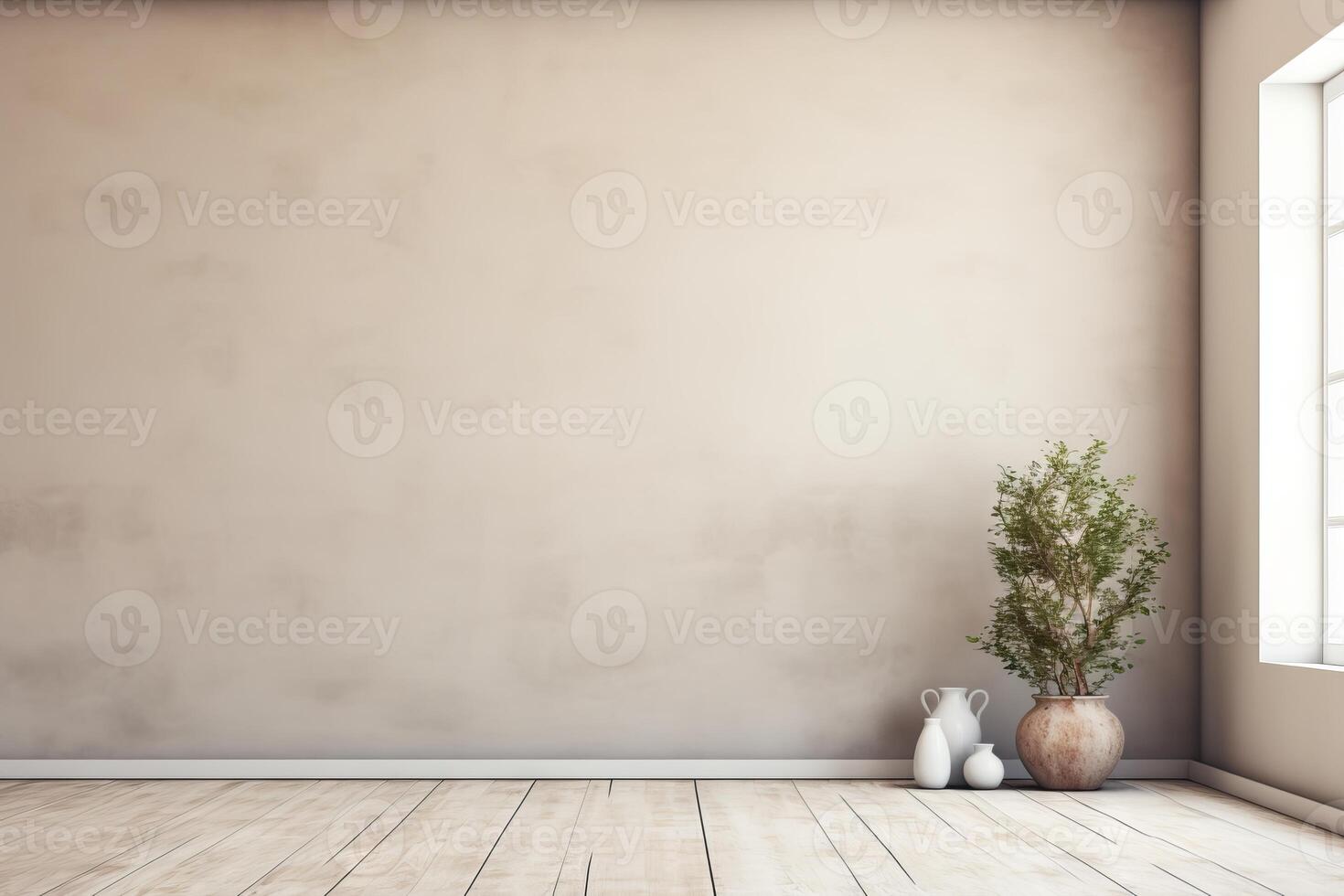 AI generated Empty room with neutral tones for mock ups. Generative AI photo