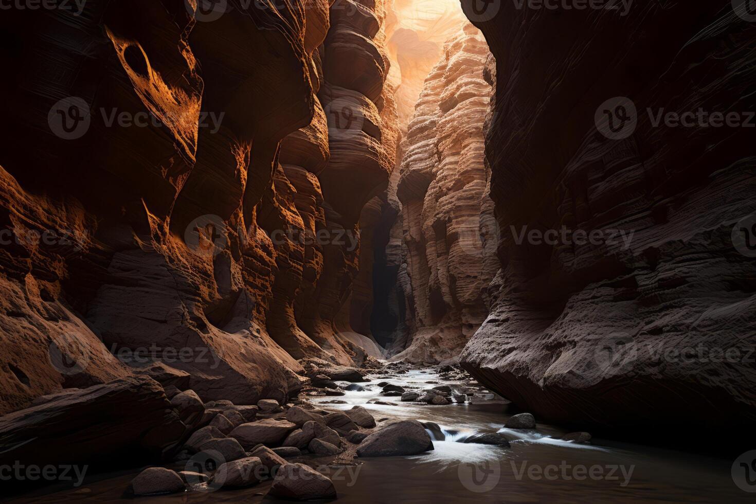 AI generated A photograph showcasing the enchanting play of light and shadow in a canyon. Generative AI photo