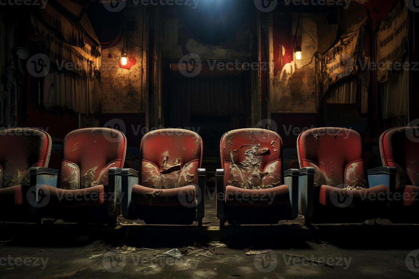 AI generated Cinema seats with a vintage ambiance. Generative AI photo