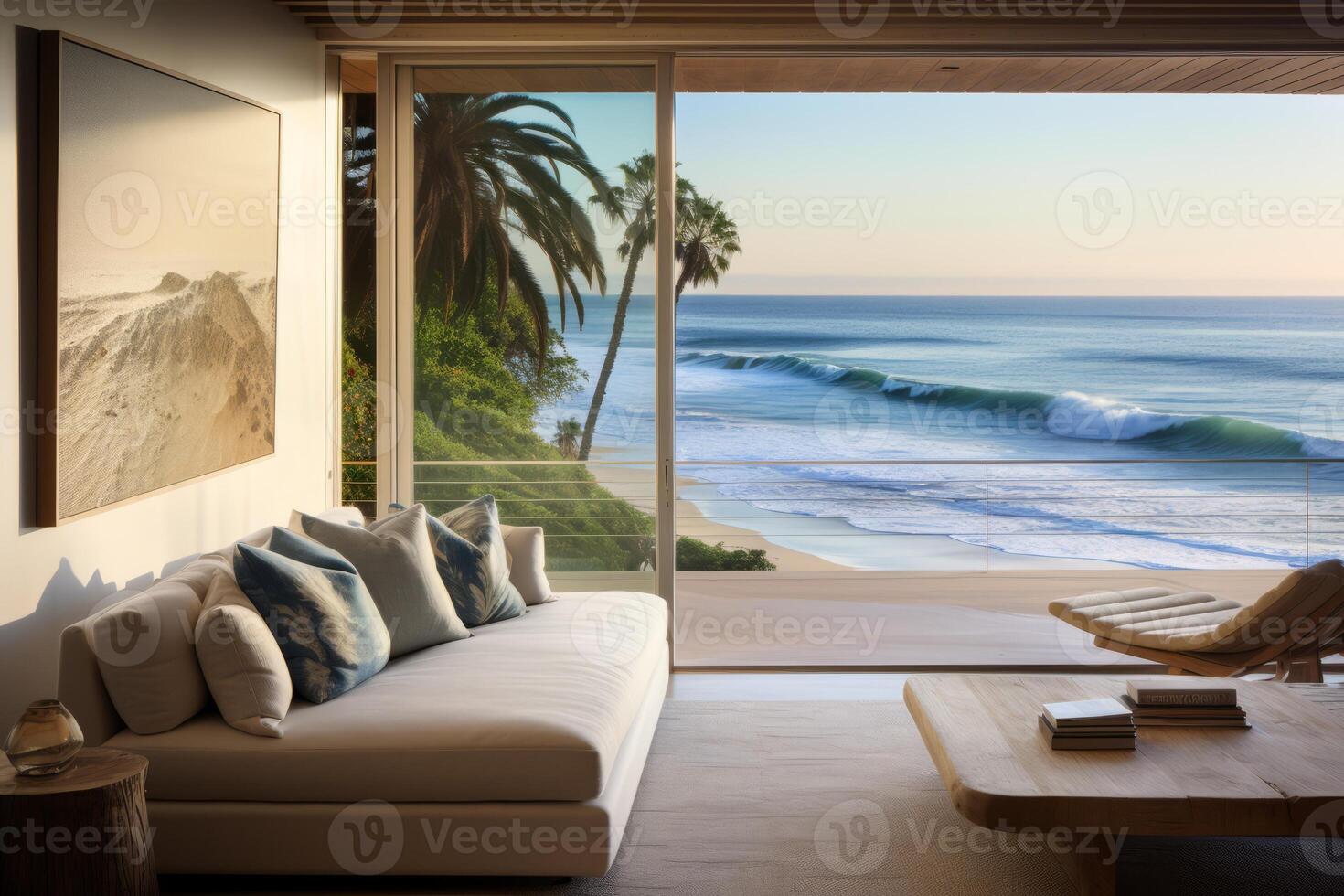 AI generated A beach house haven that resonates with the calming rhythm of the waves. Generative AI photo