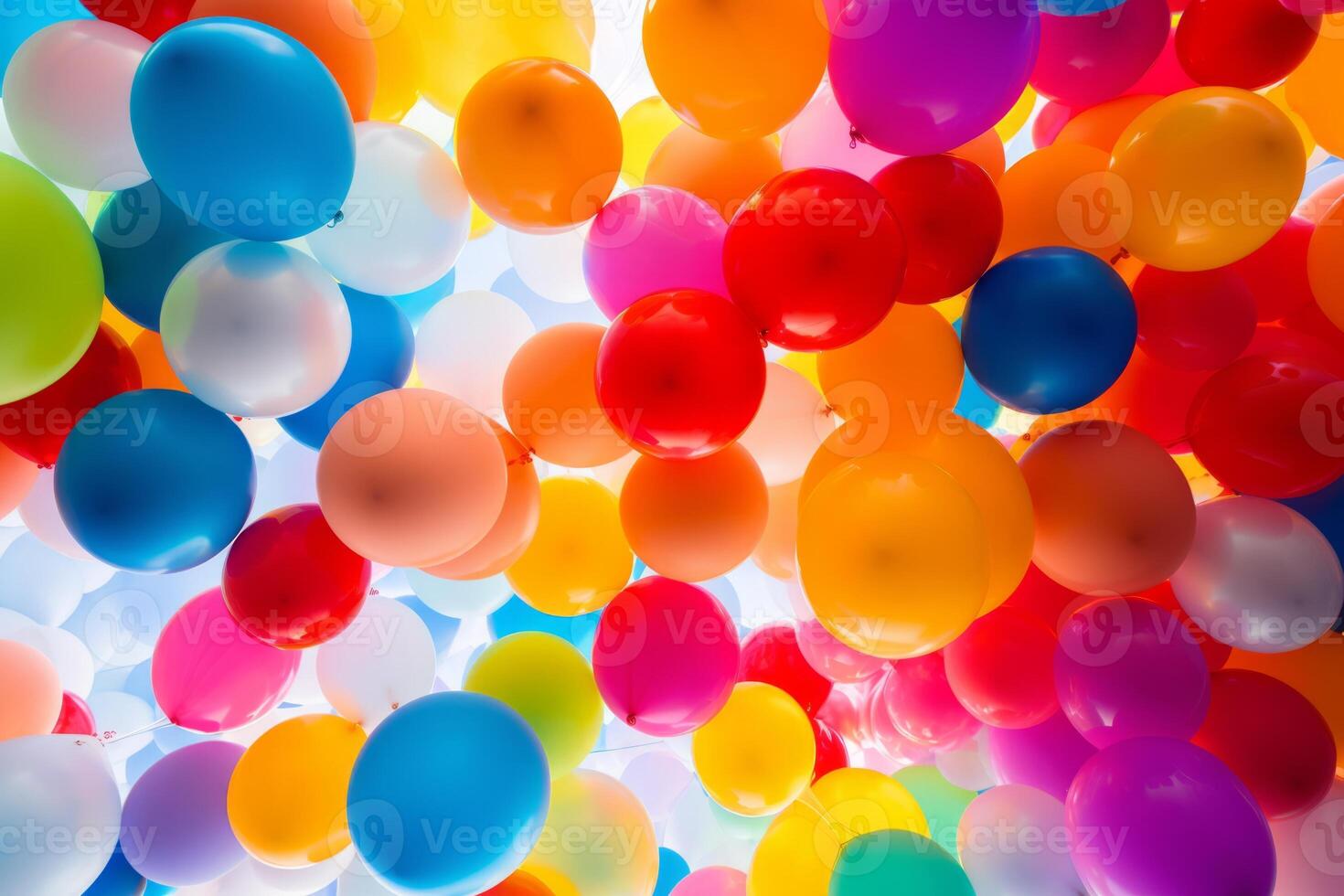 AI generated An abstract image of colorful balloons released into the sky. Generative AI photo