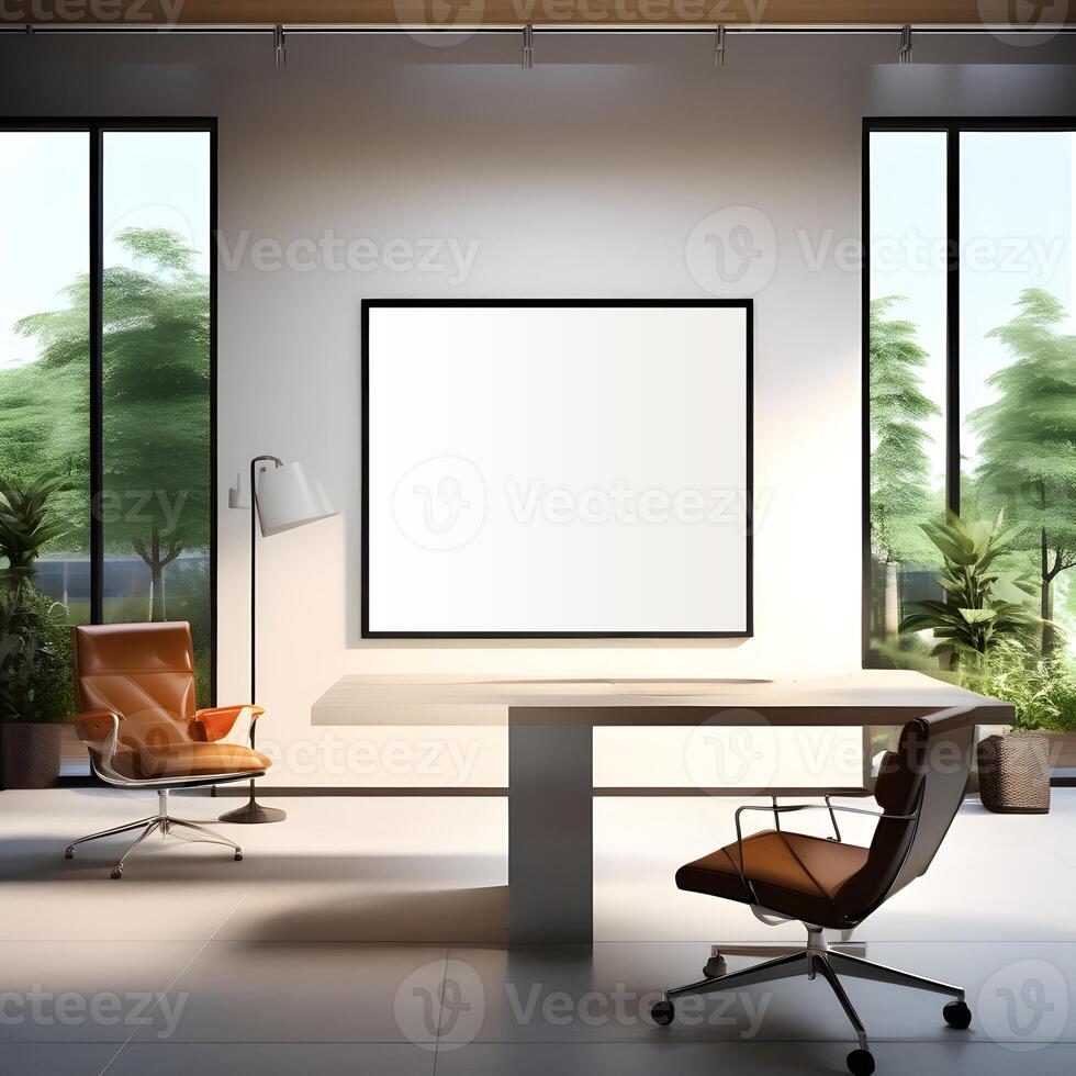 AI generated Indoor Poster Mockup in a Corporate Office photo
