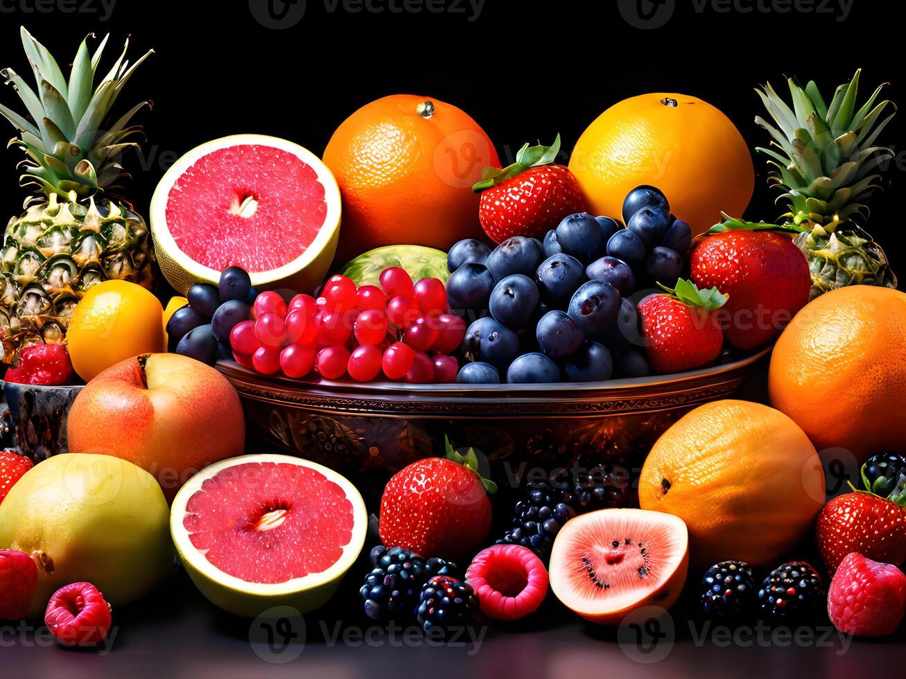 AI generated Different Types of Fresh Fruits photo
