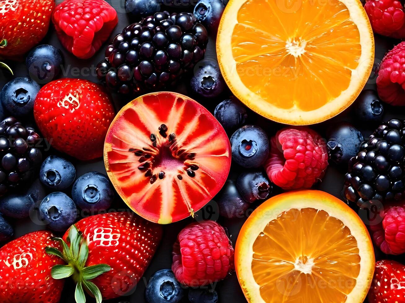 AI generated Different Types of Fresh Fruits photo