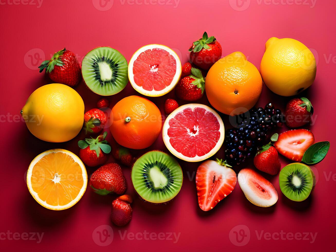 AI generated Different Types of Fresh Fruits photo