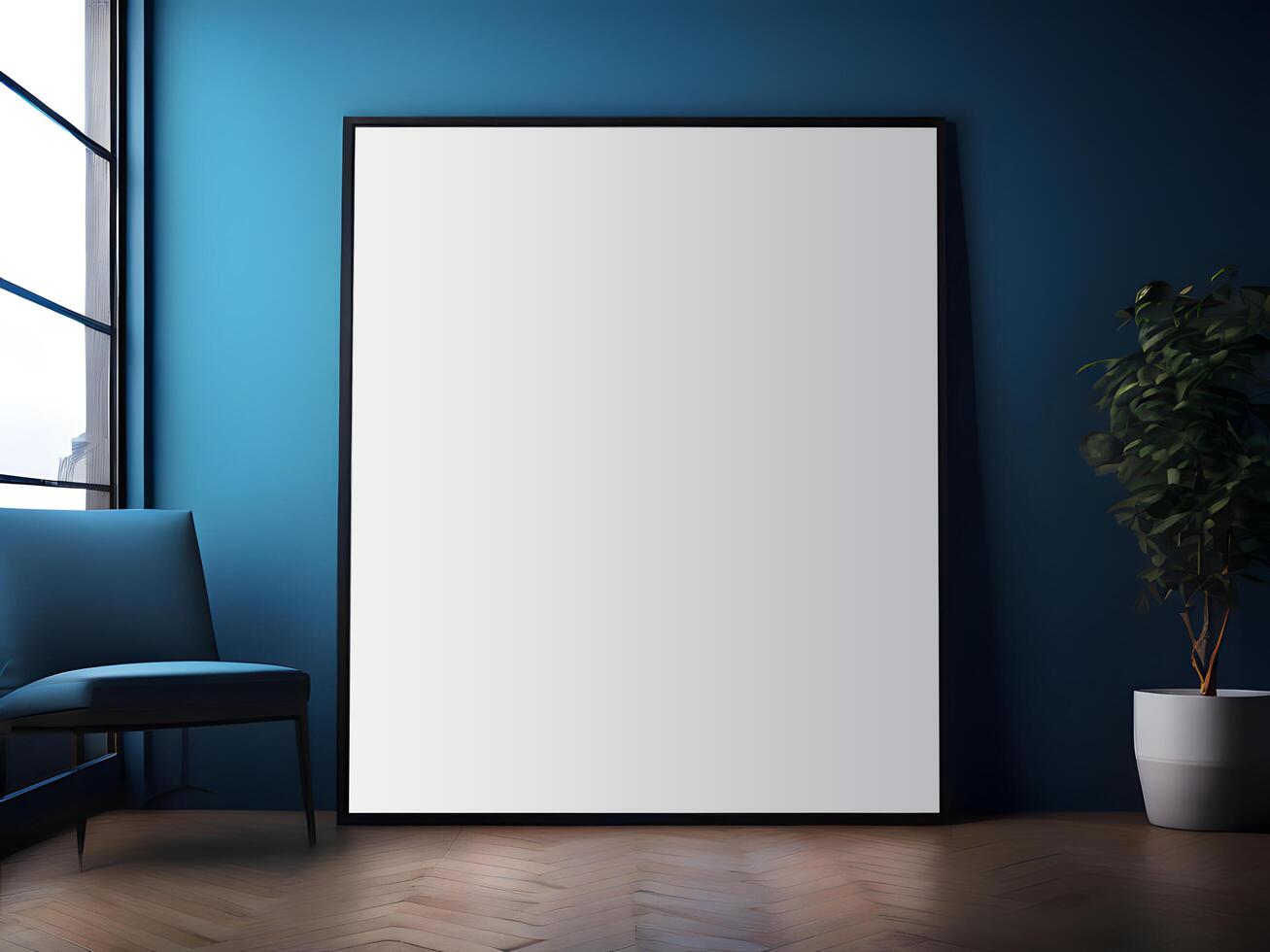 AI generated Corporate Indoor Poster Mockup Frame, Blank Frame Poster Mockup photo