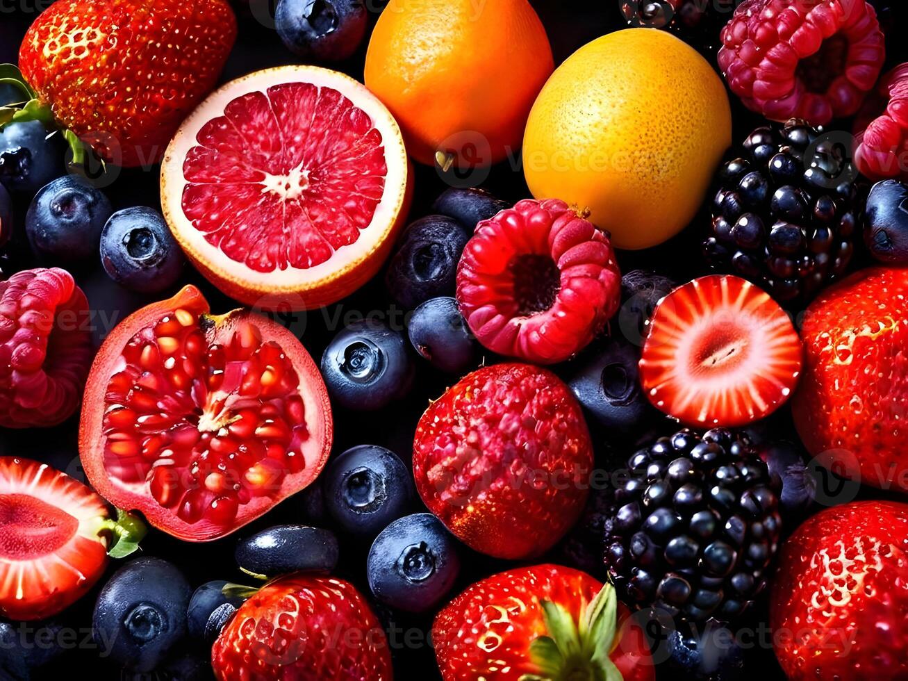 AI generated Different Types of Fresh Fruits photo
