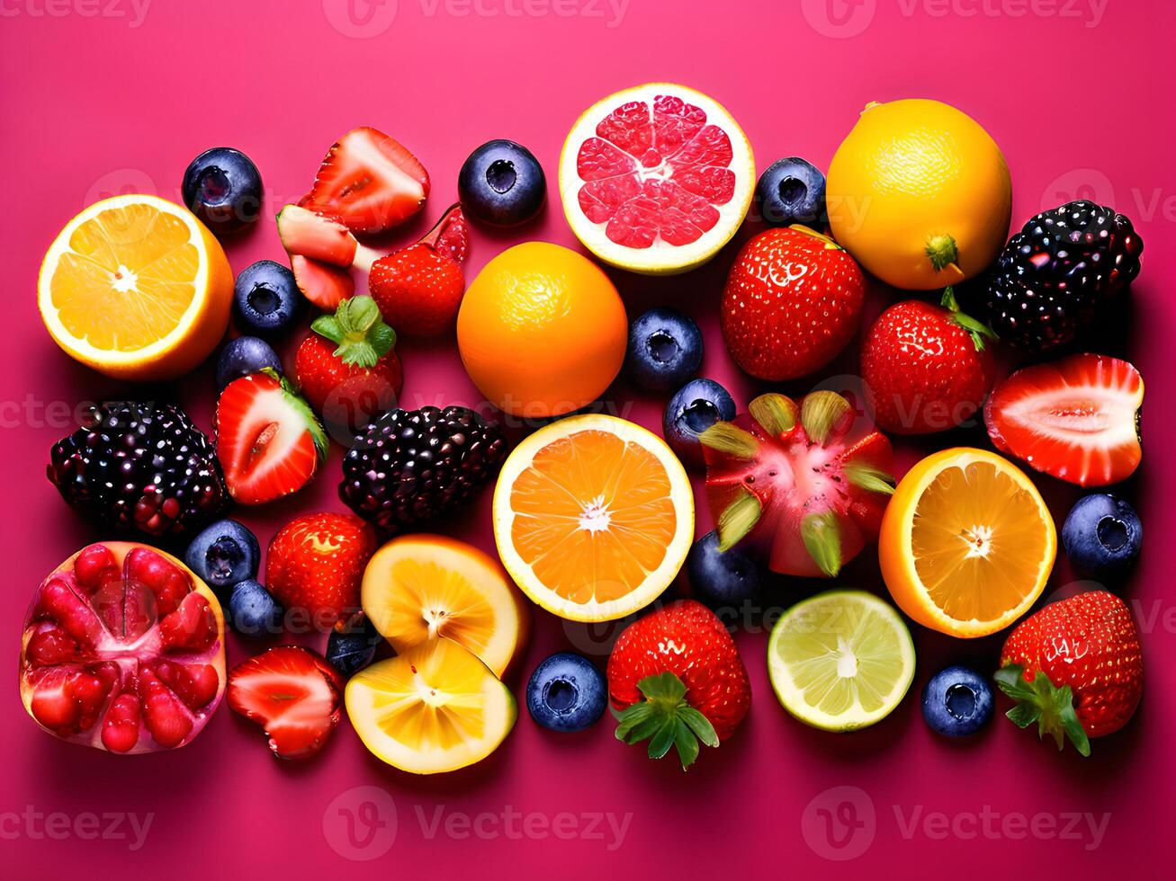 AI generated Different Types of Fresh Fruits photo
