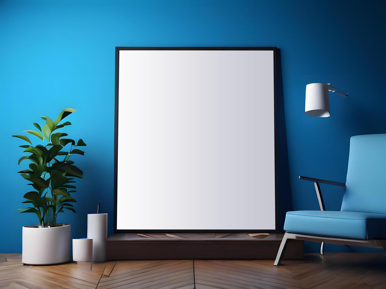 AI generated Corporate Indoor Poster Mockup Frame, Blank Frame Poster Mockup photo