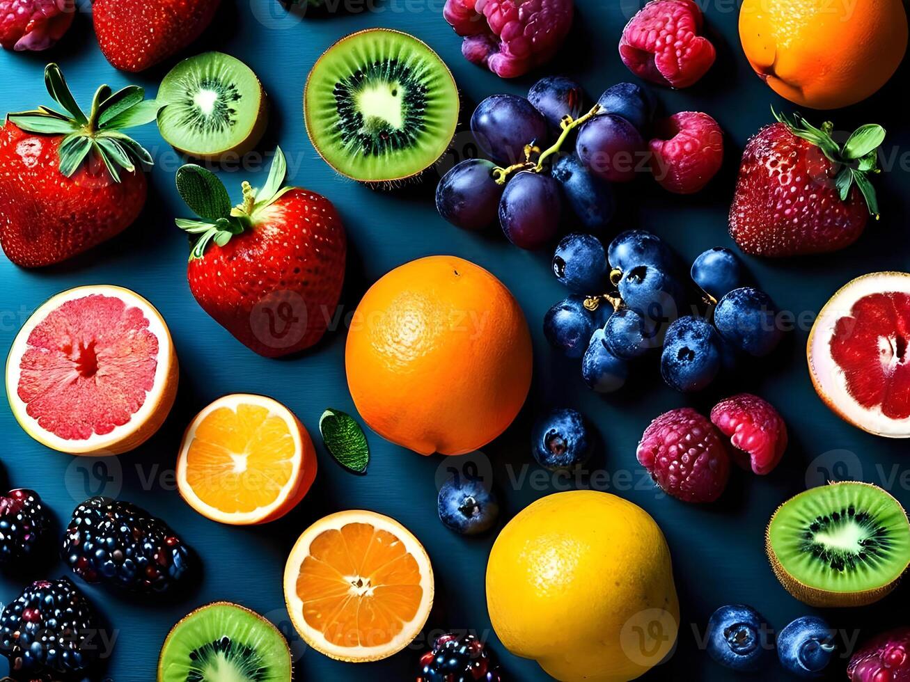 AI generated Different Types of Fresh Fruits photo