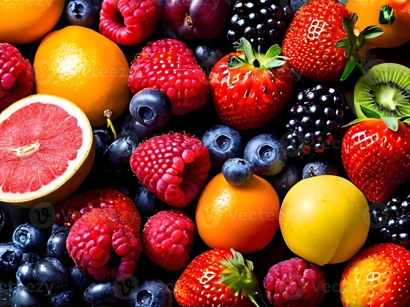 AI generated Different Types of Fresh Fruits photo