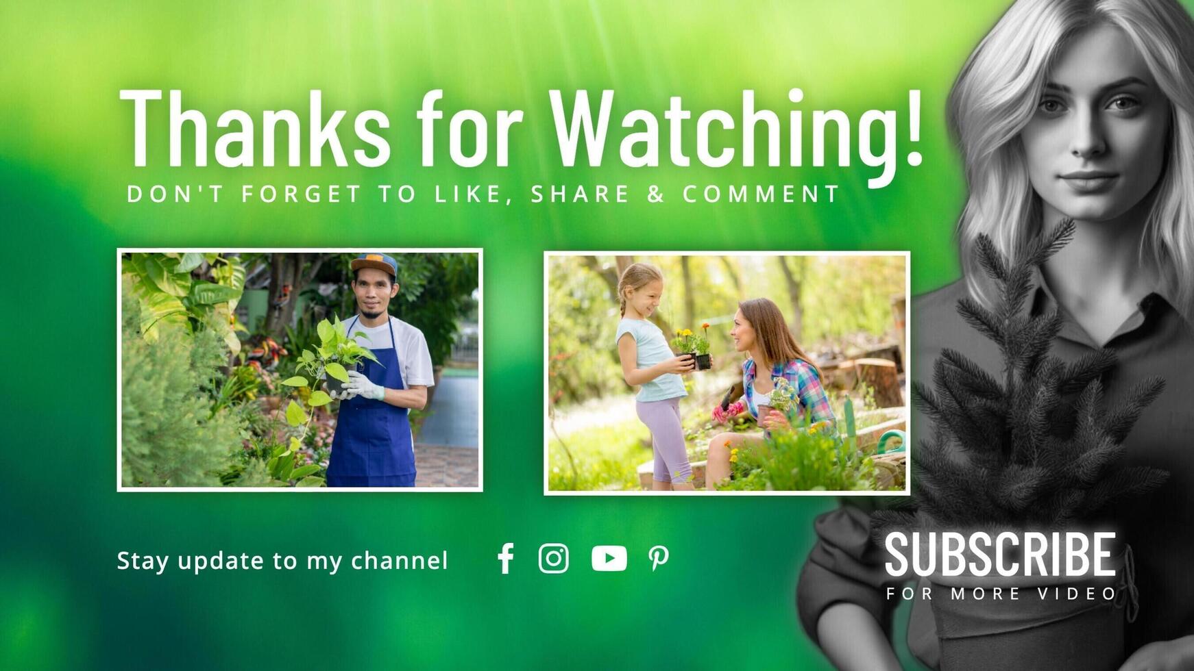 Green Minimalist Go Green Youtube Thumbnail End Card template