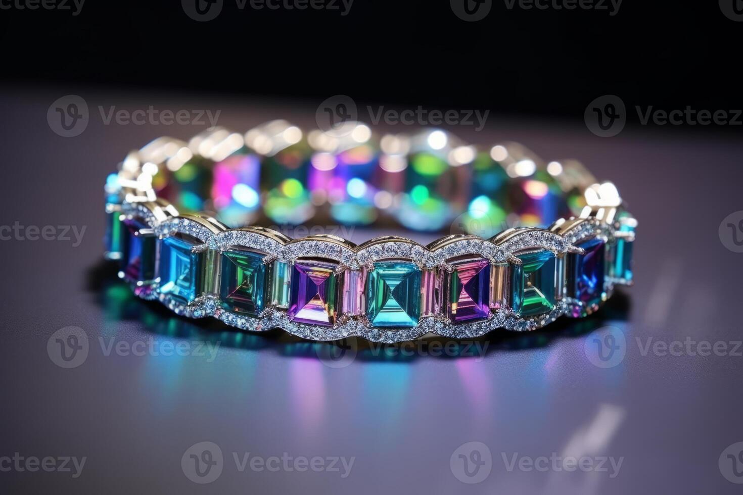 AI generated Glittering crystal bracelet adding a touch of glamour to an outfit. Generative AI photo