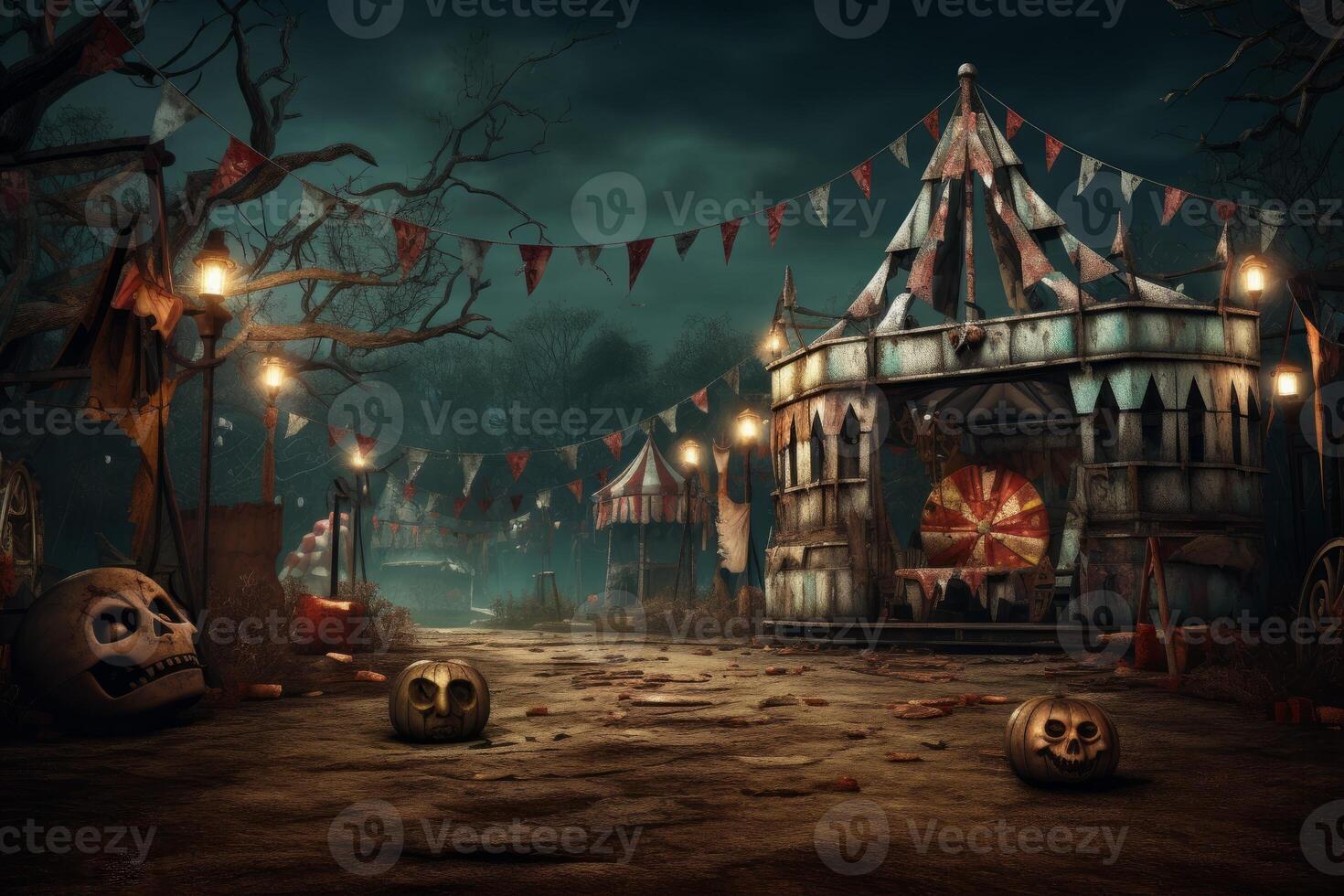 AI generated Abandoned carnival with textured background. Generative AI photo