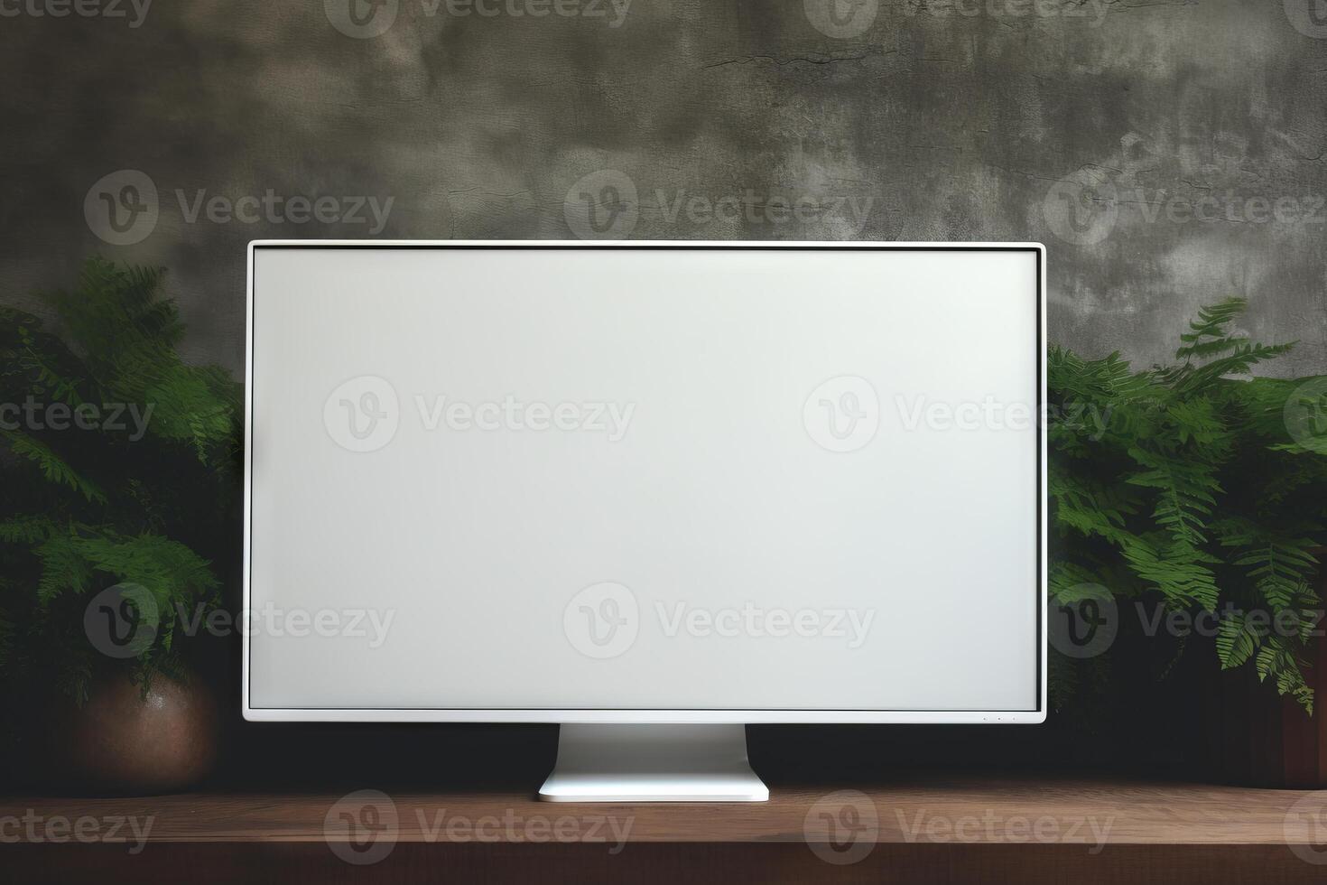 AI generated A blank computer screen in a mock up setting. Generative AI photo