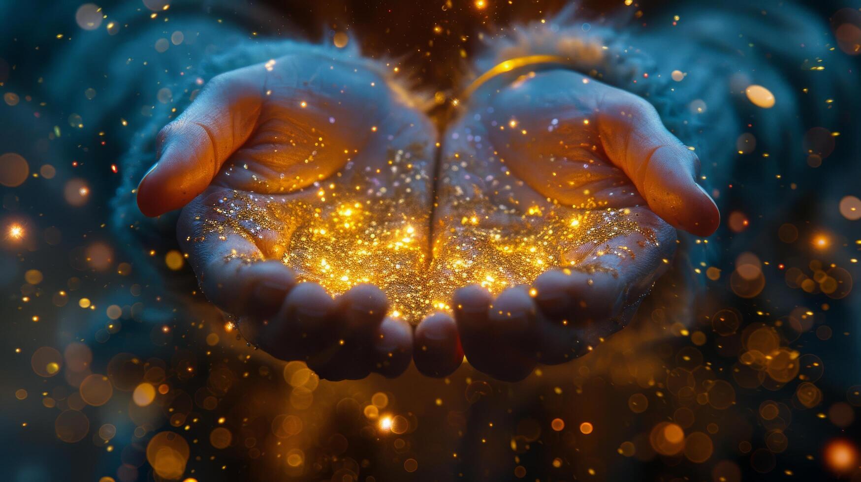 AI generated Person Holding Glitter-Covered Hands photo