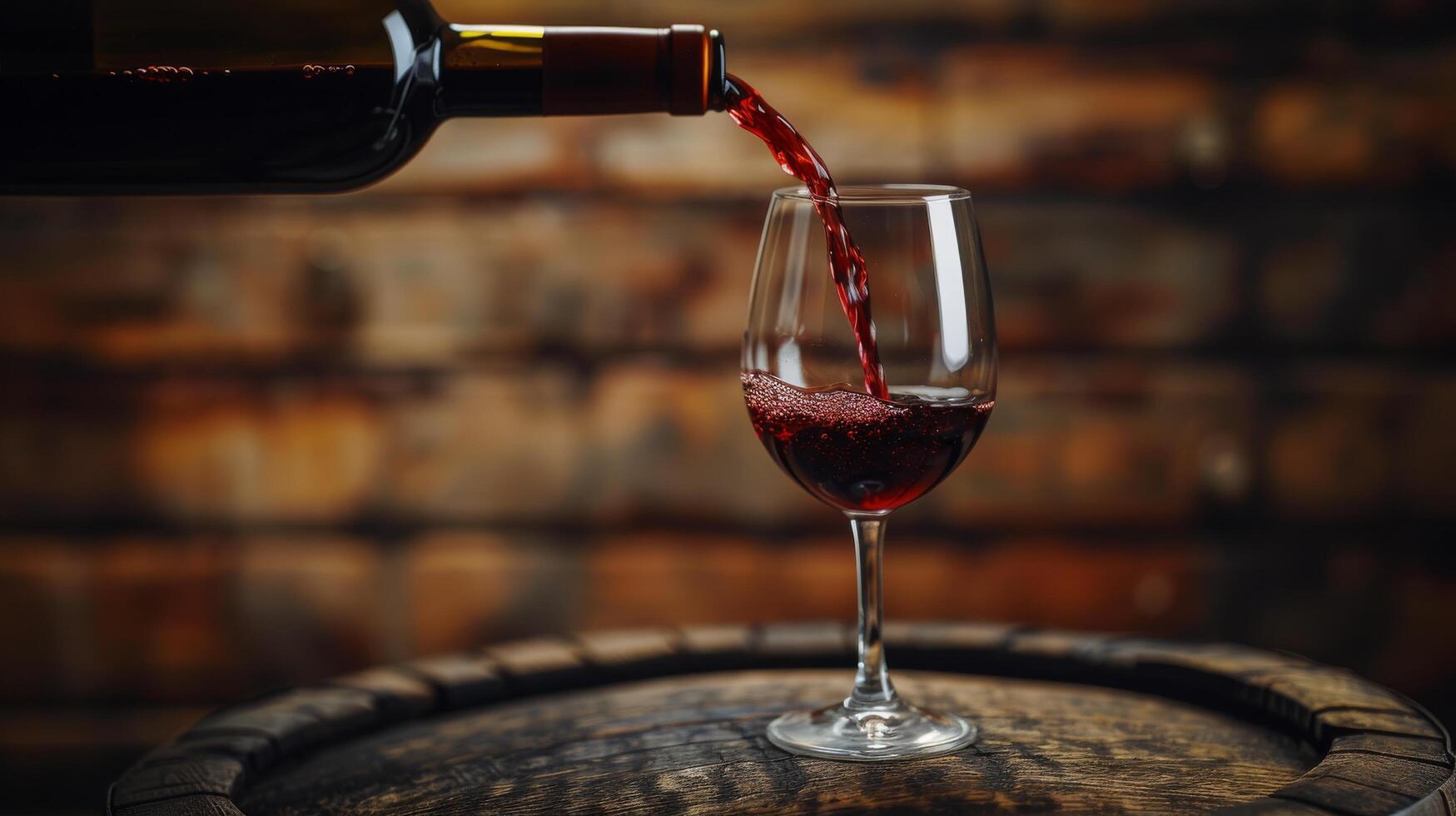 AI generated Red Wine Pouring Into Barrel photo