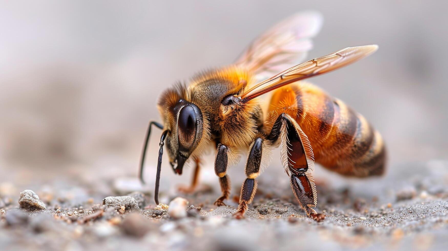 AI generated Bee Sitting on Pink Flower photo