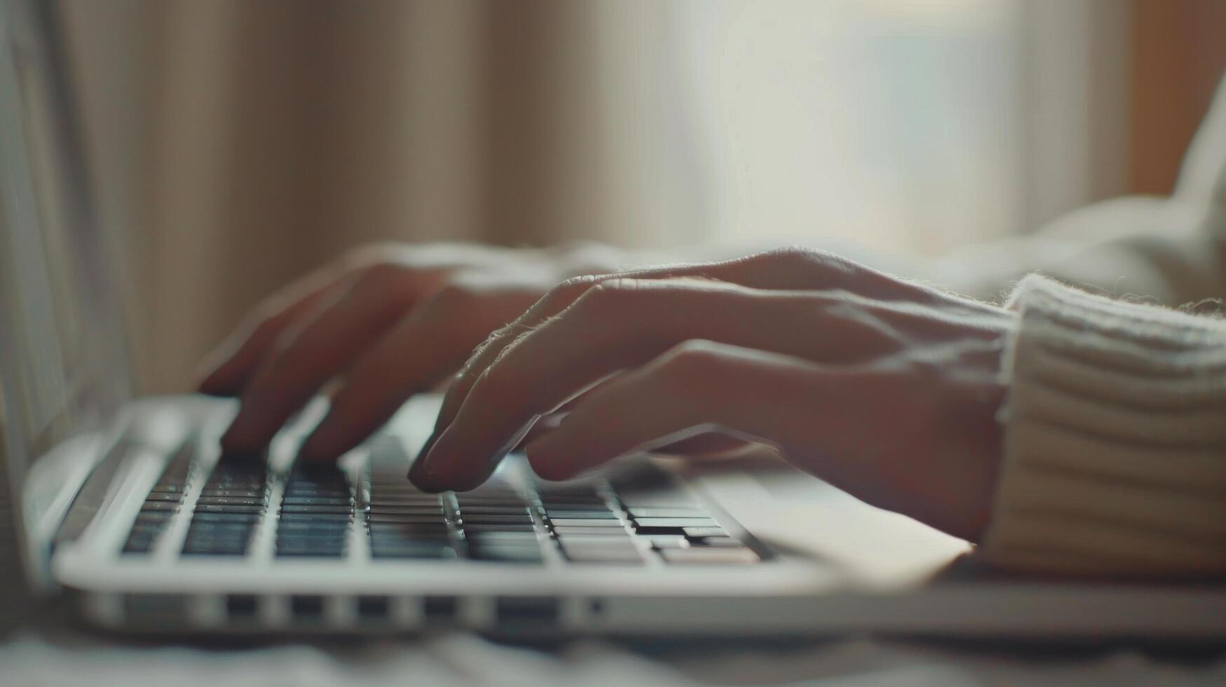 AI generated Person Typing on Laptop at Desk photo