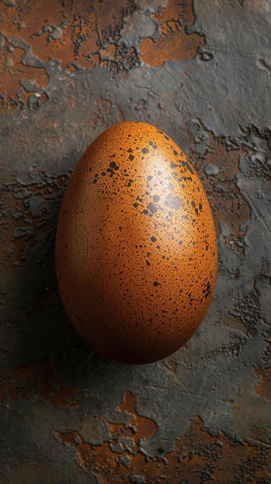 ai generado marrón huevo en mesa foto