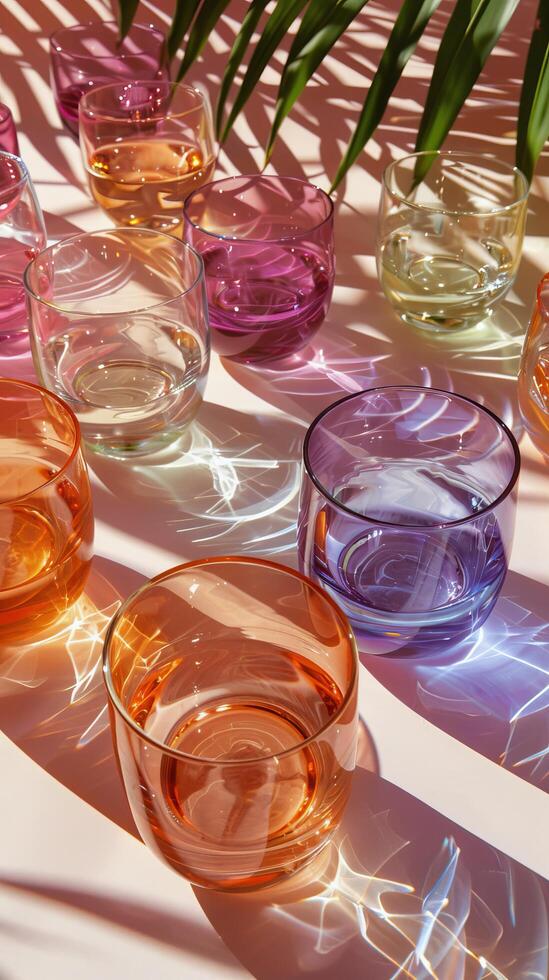 AI generated Group of Glasses on Table photo