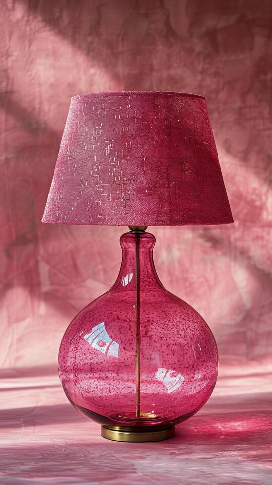 ai generado rosado lámpara con rosado sombra foto