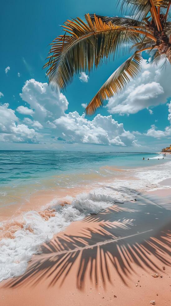 AI generated Beach With Palm Trees and Ocean photo