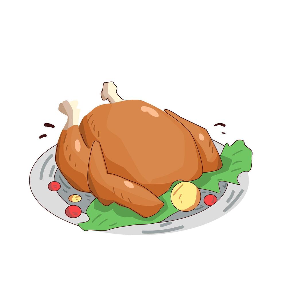 ilustración de asado pollo vector