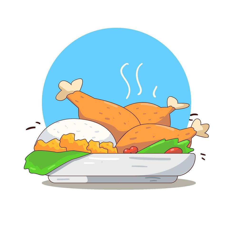 ilustración de asado pollo vector