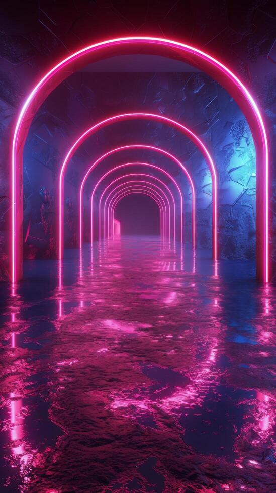 AI generated Neon-Lit Tunnel photo