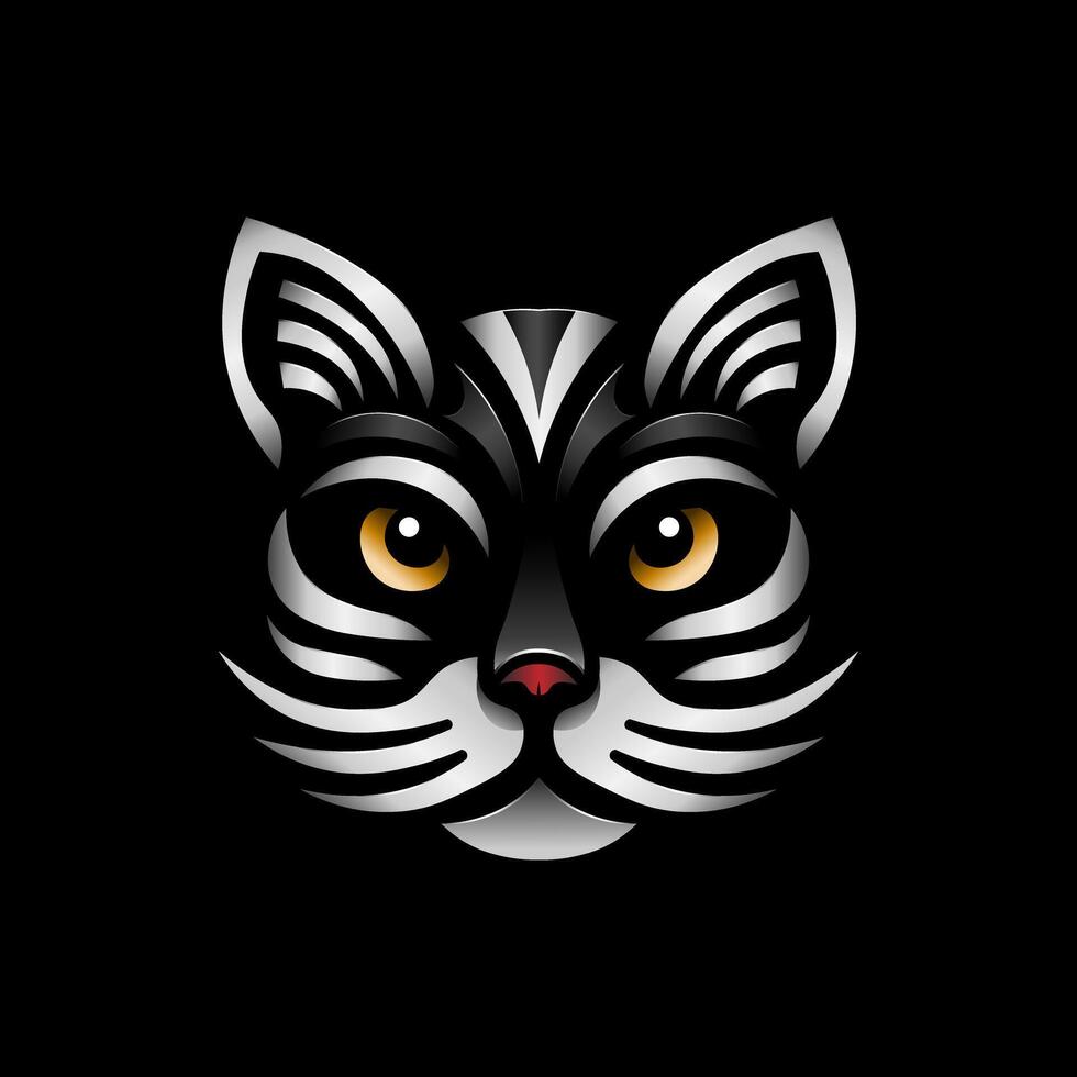 plata gato cabeza logo Arte vector ilustración